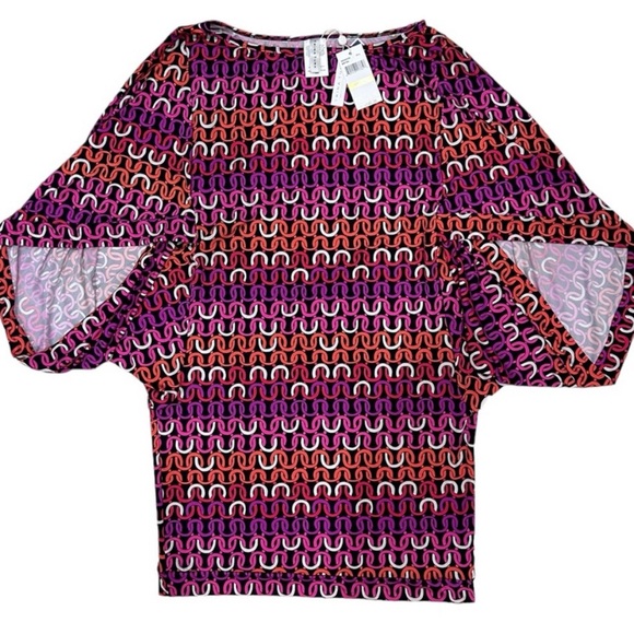 Trina Turk Womens LARGE Echo chain print swim Kimono Tunic cover up NEW - Picture 7 of 16